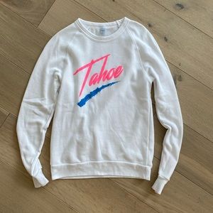 Tahoe Sweatshirt White with Pink/Blue Logo Size Small